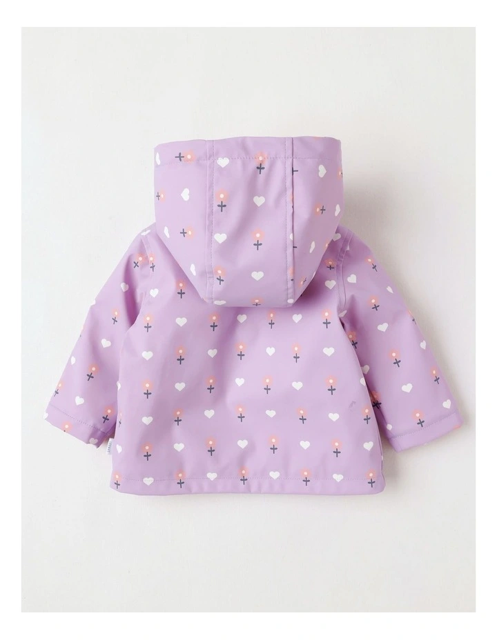 Sherpa Lined Colour Block Raincoat Jacket in Light Purple image 3