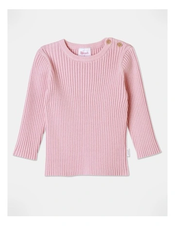 Essential Rib Jumper in Baby Pink