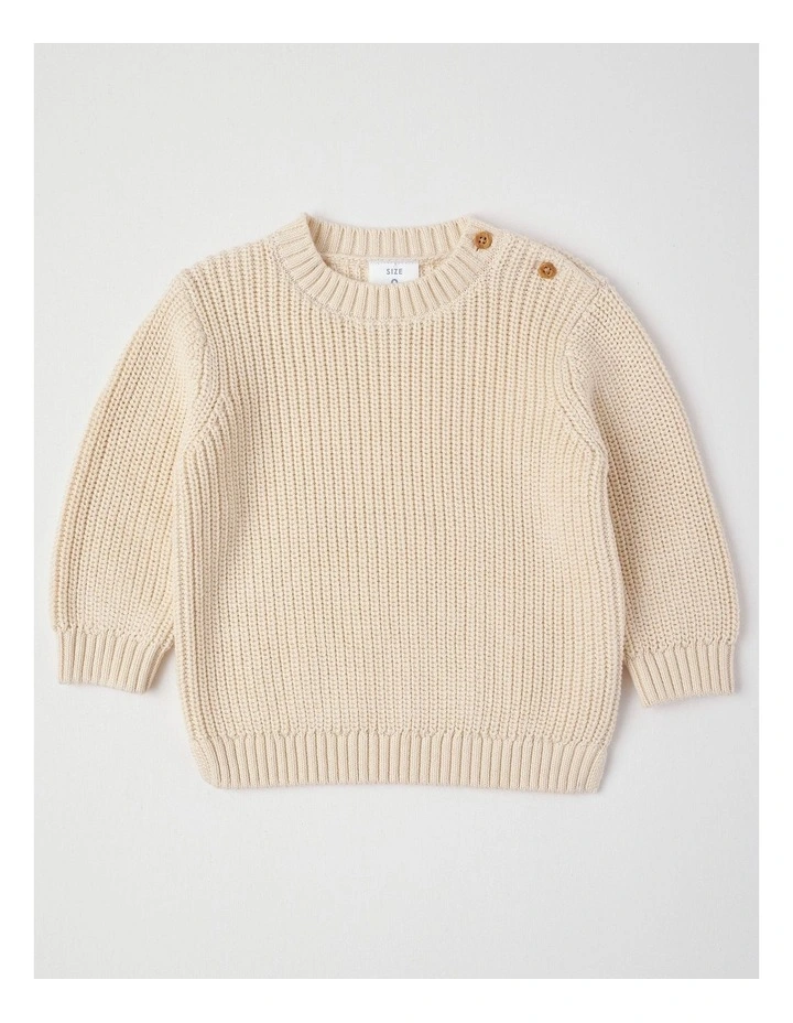 Essential Crew Knit Jumper in Cream image 1