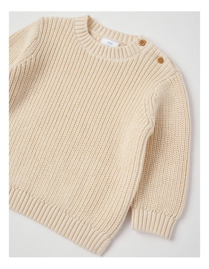 Essential Crew Knit Jumper in Cream image 2