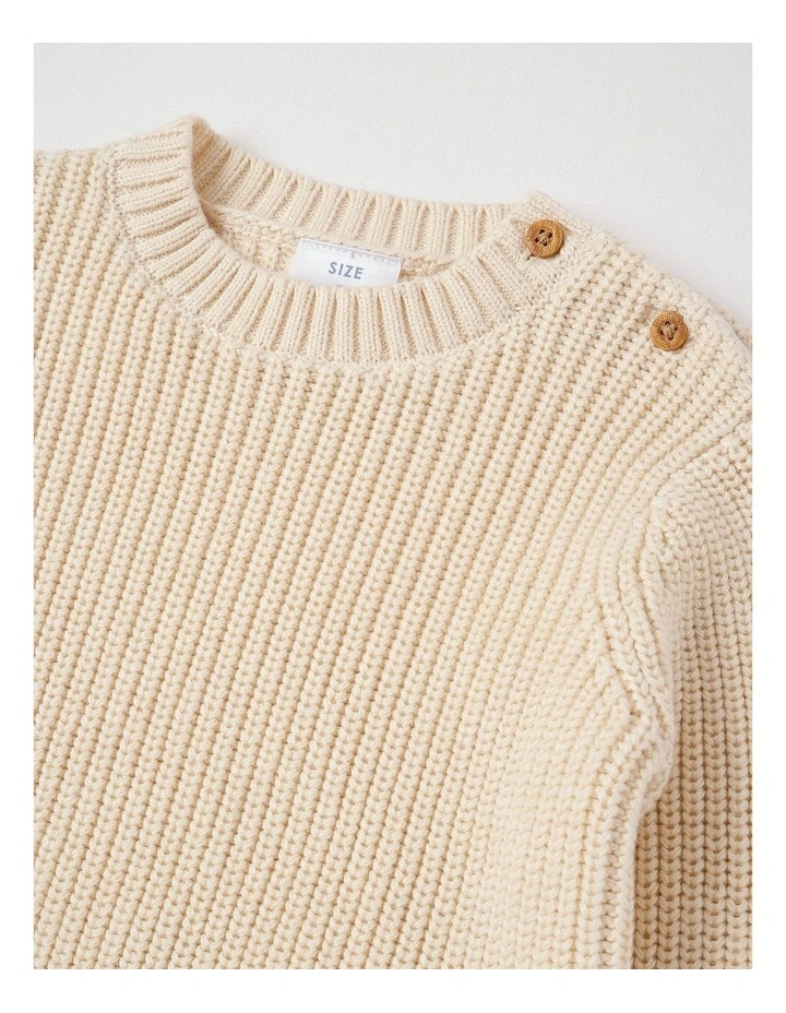 Essential Crew Knit Jumper in Cream image 4