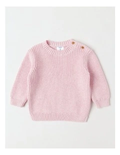 Essential Crew Knit Jumper in Light Pink