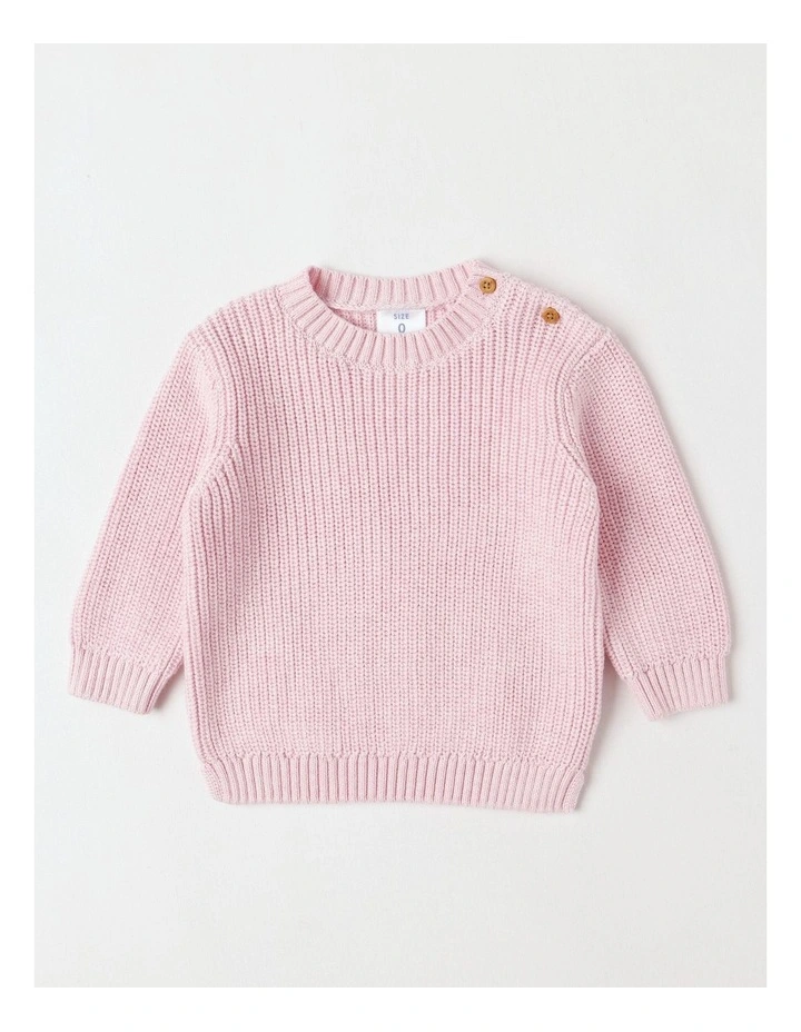 Essential Crew Knit Jumper in Light Pink image 1