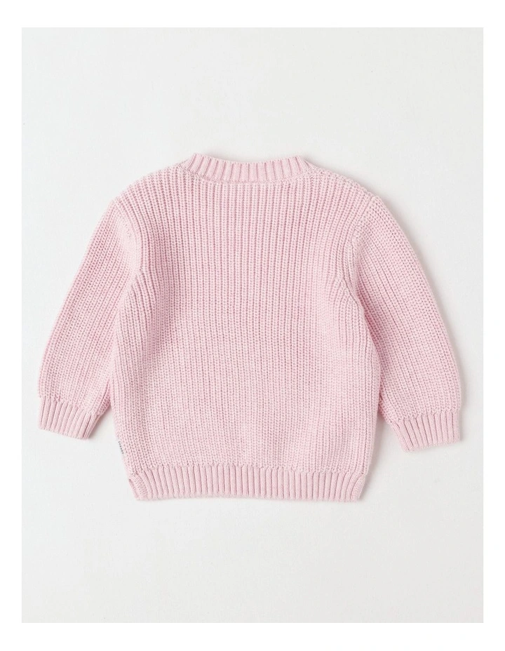 Essential Crew Knit Jumper in Light Pink image 3