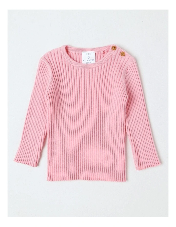 Essential Rib Jumper in Pale Pink image 1