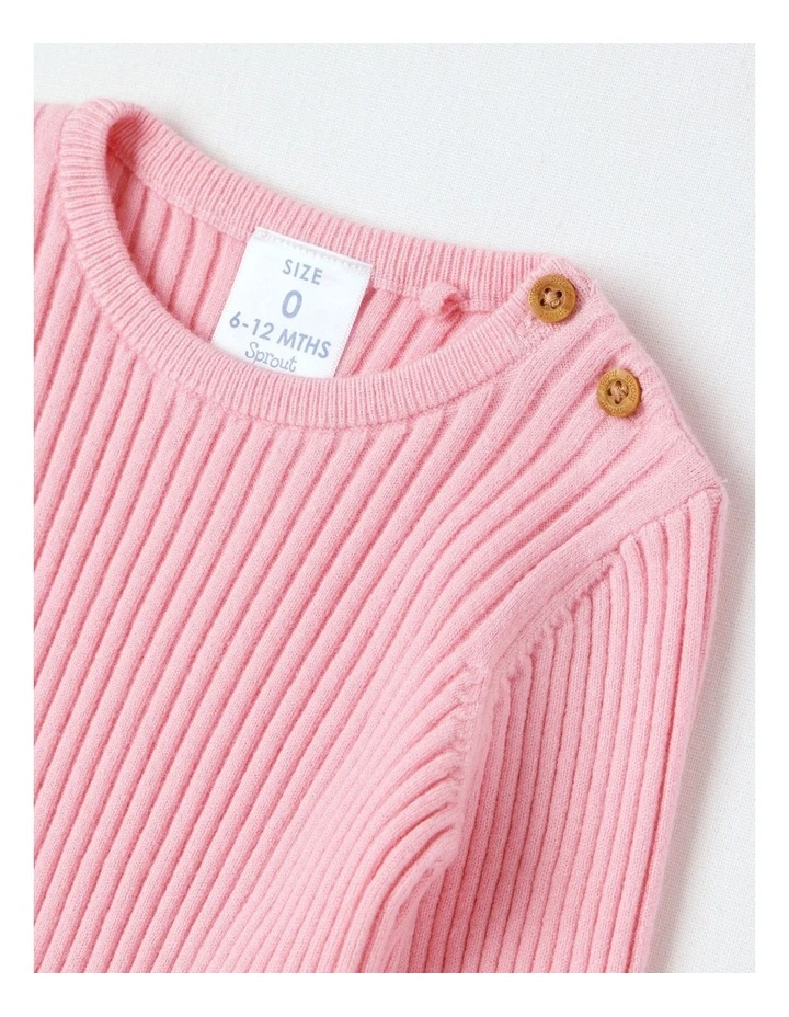 Essential Rib Jumper in Pale Pink image 2