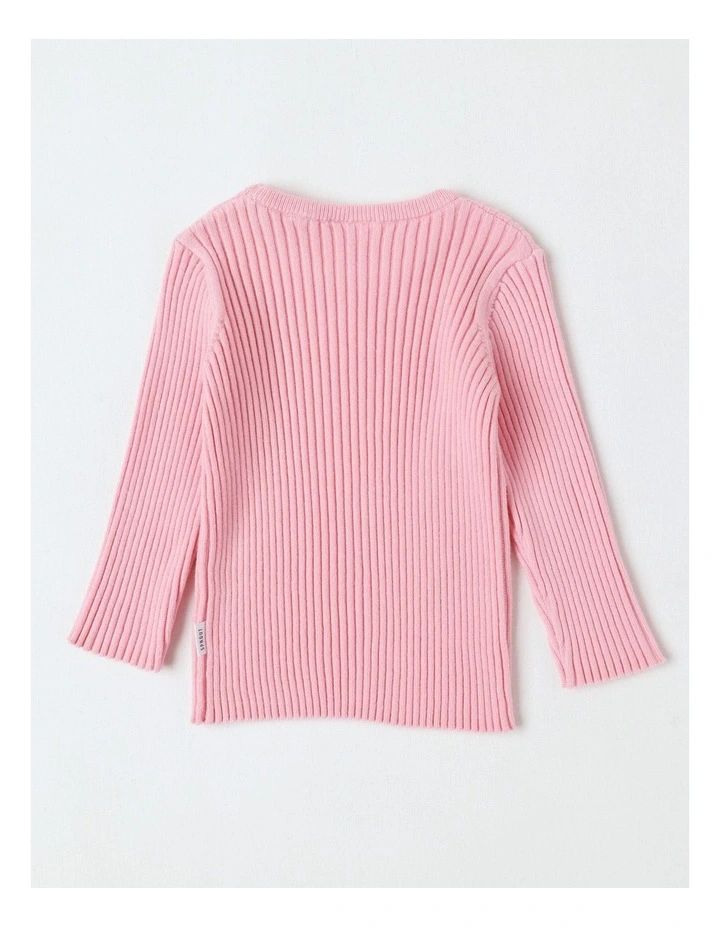Essential Rib Jumper in Pale Pink image 3
