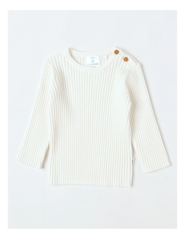 Essential Rib Jumper in Cream image 1