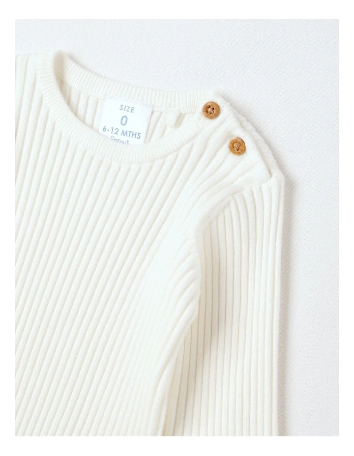 Essential Rib Jumper in Cream image 2