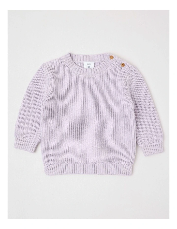 Essential Crew Neck Knit Jumper in Lavender Marle image 1