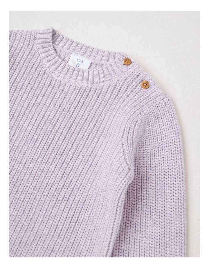 Essential Crew Neck Knit Jumper in Lavender Marle image 2