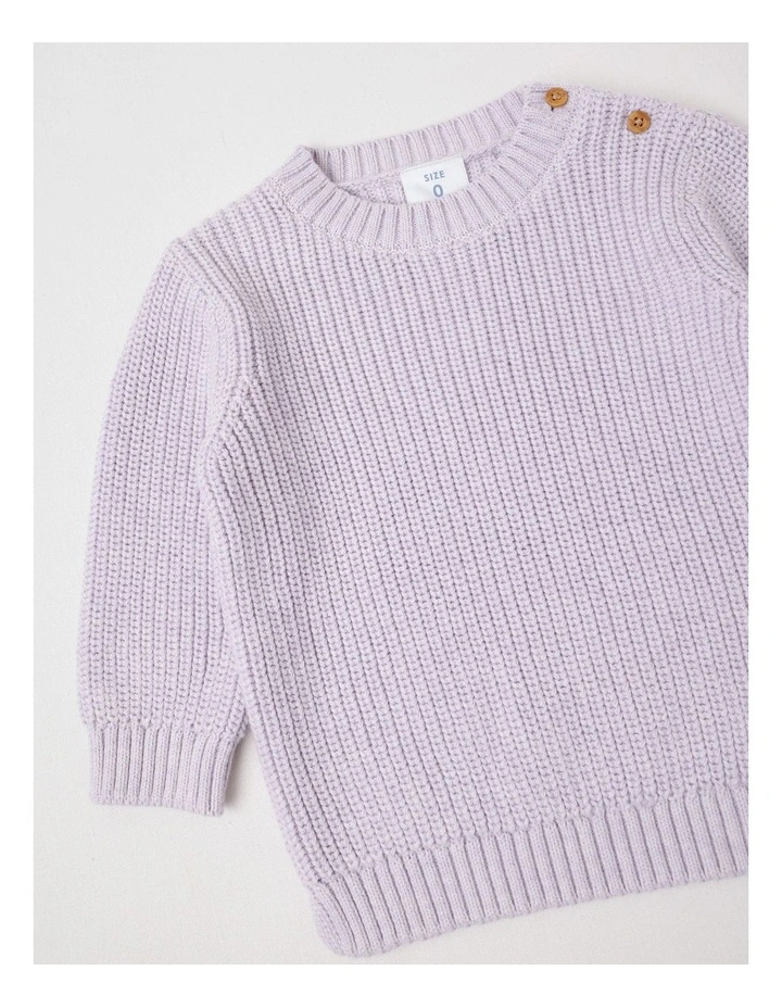 Essential Crew Neck Knit Jumper in Lavender Marle image 4