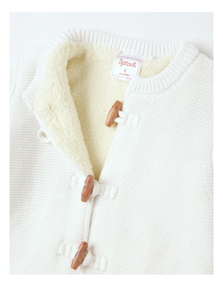 Sherpa Lined Toggle Cardigan in Cream image 2