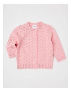 Chenille Pontelle Cardigan in Pale Pink