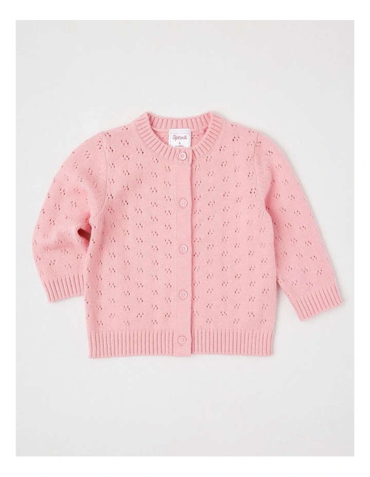 Chenille Pontelle Cardigan in Pale Pink image 1