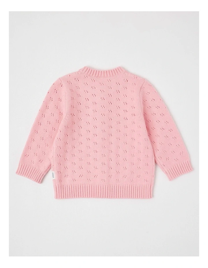 Chenille Pontelle Cardigan in Pale Pink image 3