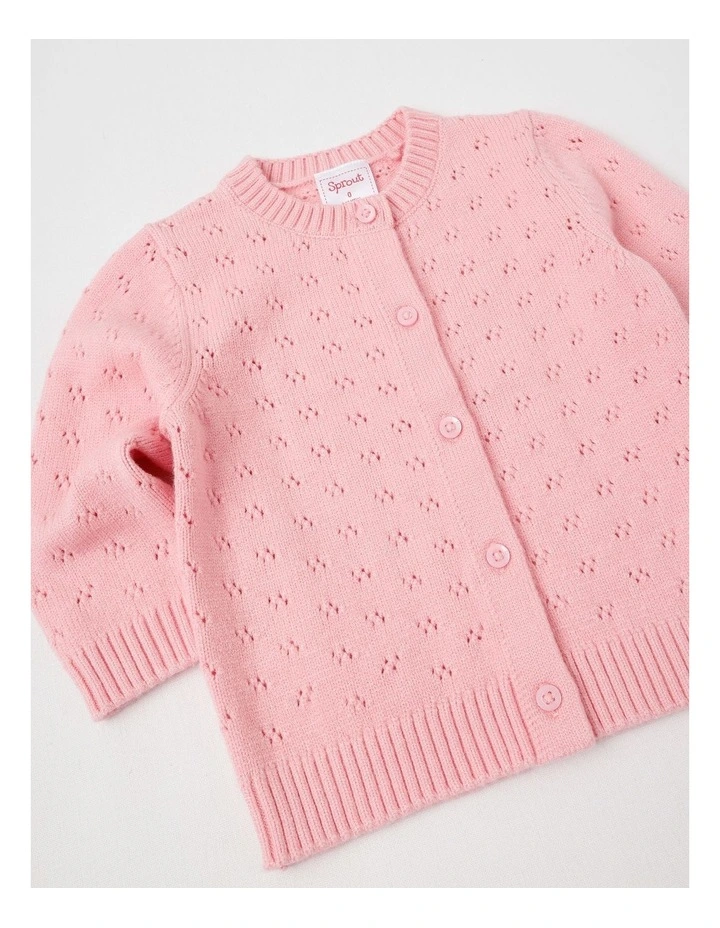 Chenille Pontelle Cardigan in Pale Pink image 4