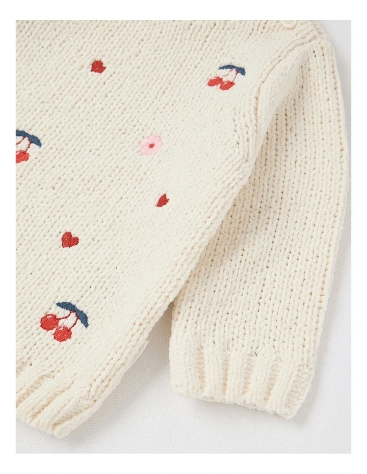 Embroided Chenille Jumper in Cream image 4