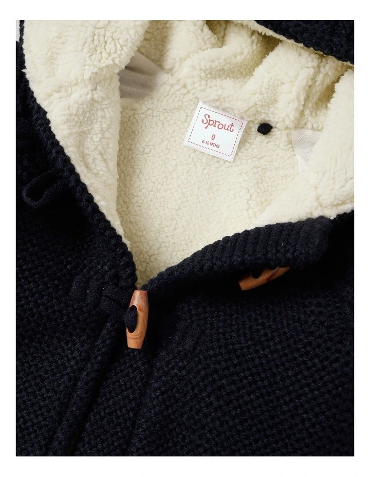 Sherpa Lined Duffle Cardigan in Navy image 4
