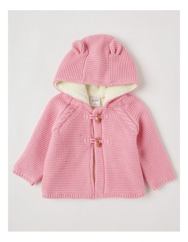 Sherpa Lined Duffle Cardigan in Pink image 1