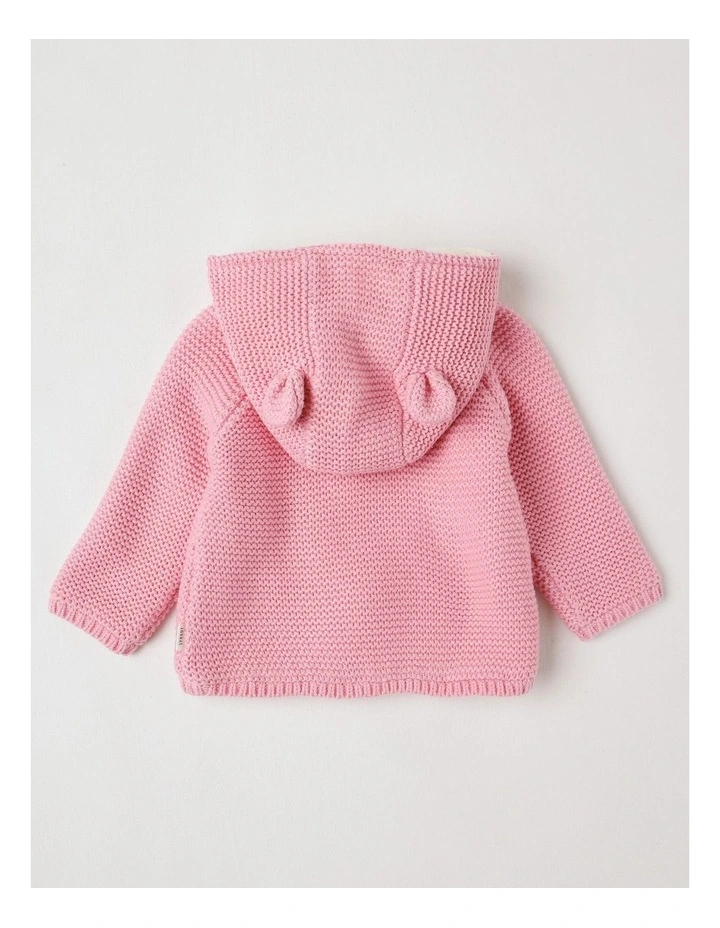 Sherpa Lined Duffle Cardigan in Pink image 3