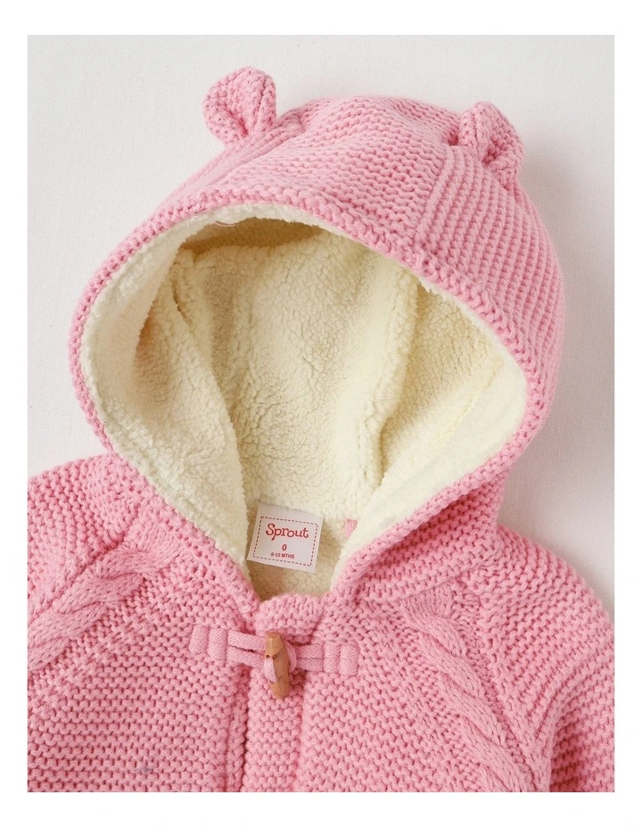 Sherpa Lined Duffle Cardigan in Pink image 4