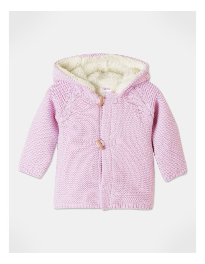 Sherpa Lined Knit Cardigan in Baby Pink