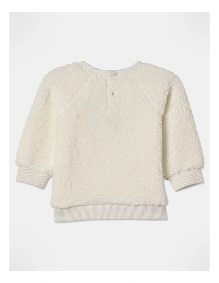 Essential Sherpa Sweat Top in Cream image 3