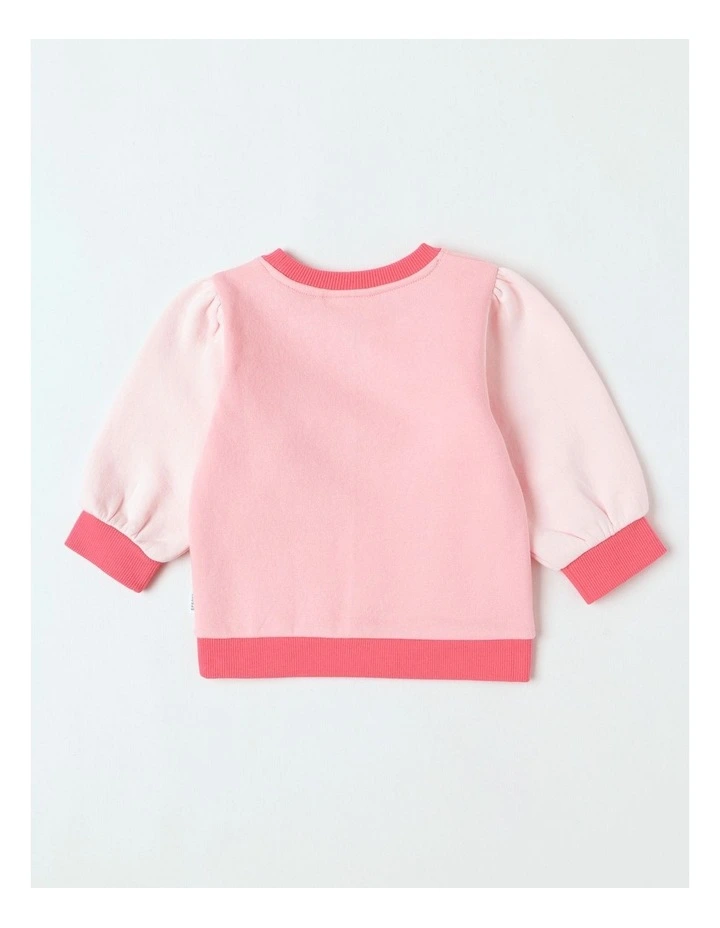Essential Flower Colour Block Sweat Top In Pink image 3