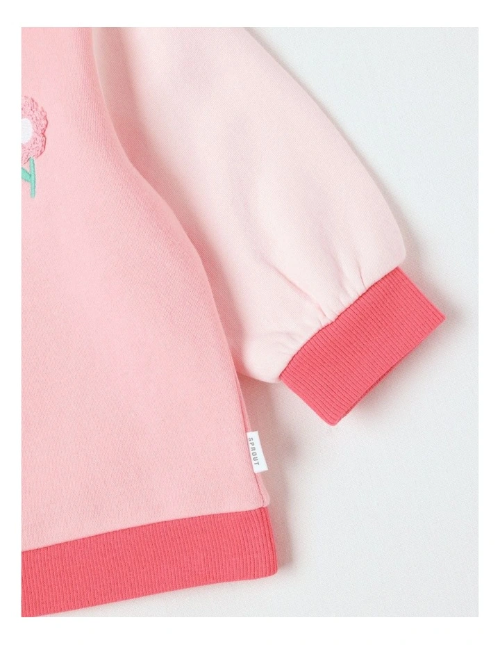 Essential Flower Colour Block Sweat Top In Pink image 4