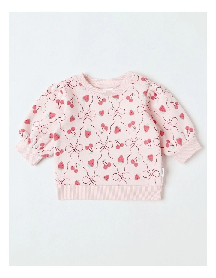 Essential Berry & Bow Sweat Top In Pink image 1