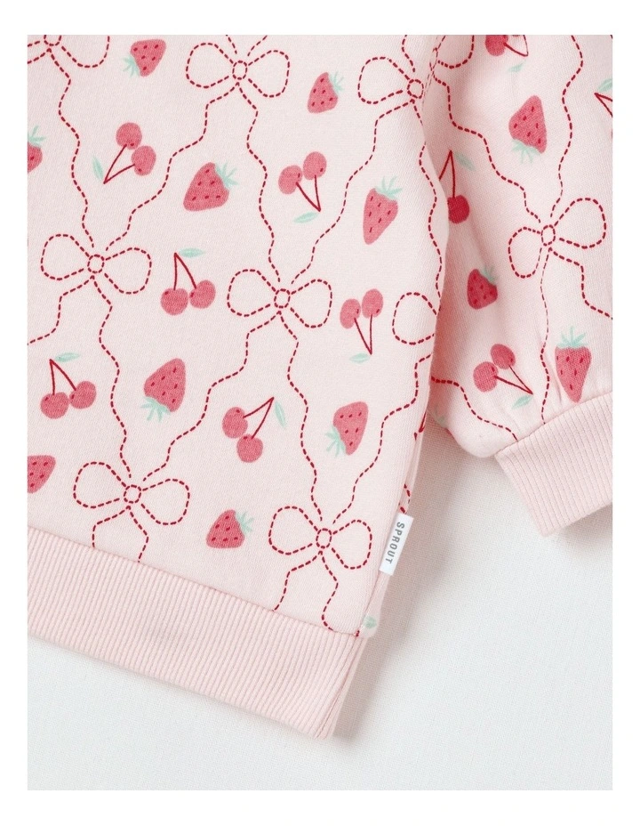 Essential Berry & Bow Sweat Top In Pink image 2