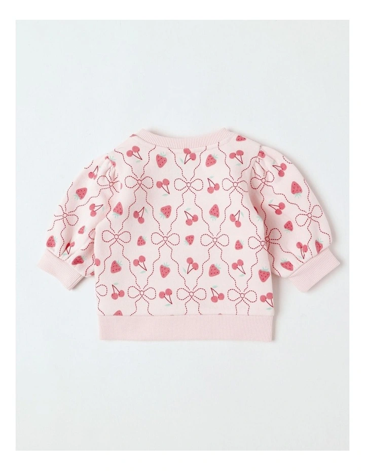 Essential Berry & Bow Sweat Top In Pink image 3