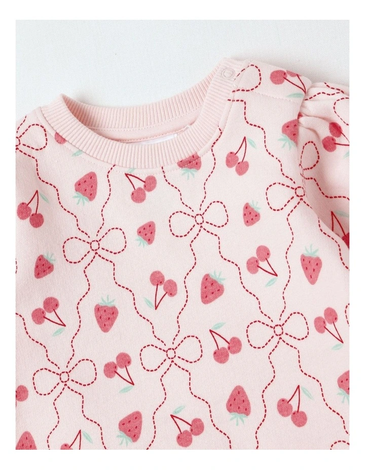 Essential Berry & Bow Sweat Top In Pink image 4