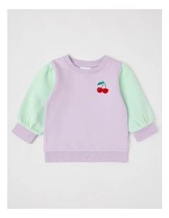 Essential Cherry Colour Block Sweat Top In Lilac