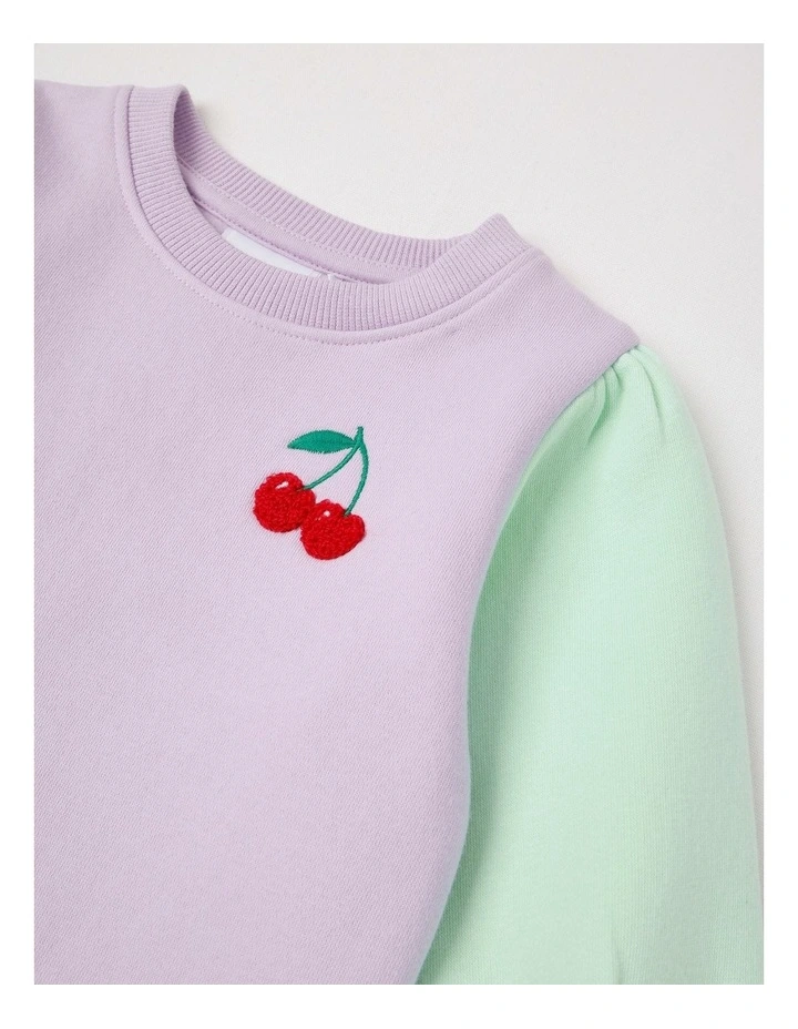 Essential Cherry Colour Block Sweat Top In Lilac image 2