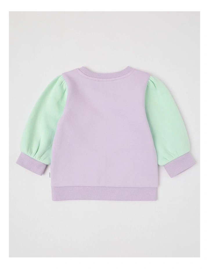 Essential Cherry Colour Block Sweat Top In Lilac image 3