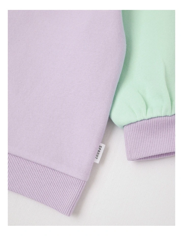 Essential Cherry Colour Block Sweat Top In Lilac image 4