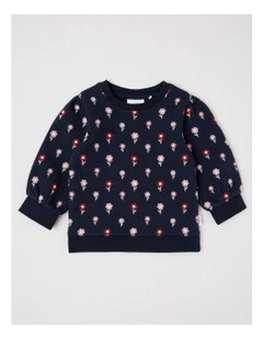 Essential Ditsy Floral Sweat Top In Navy