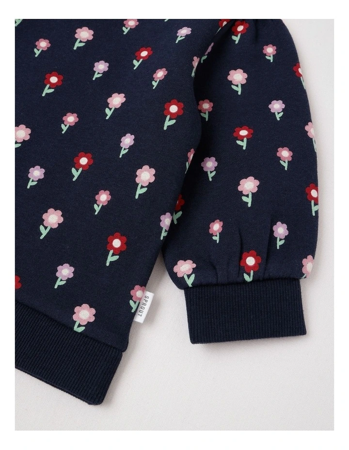 Essential Ditsy Floral Sweat Top In Navy image 4