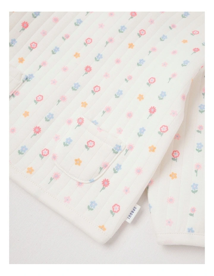 Quilted Floral Sweat Top in Cream image 4