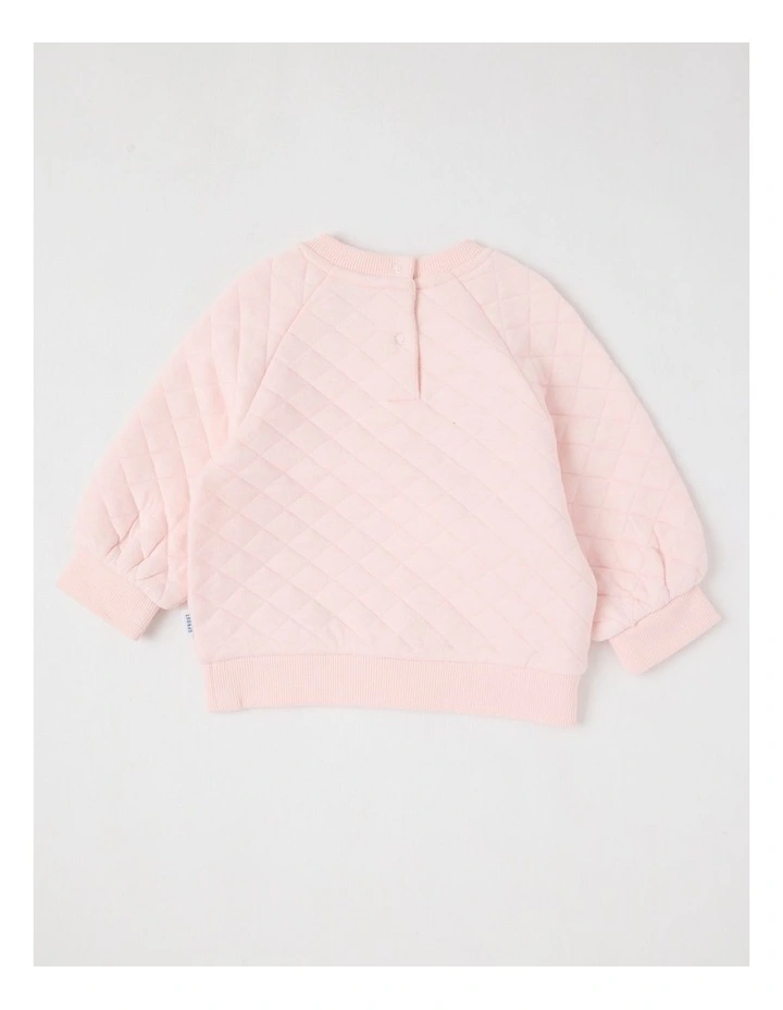 Quilted Pony Applique Sweat Top in Blush image 4