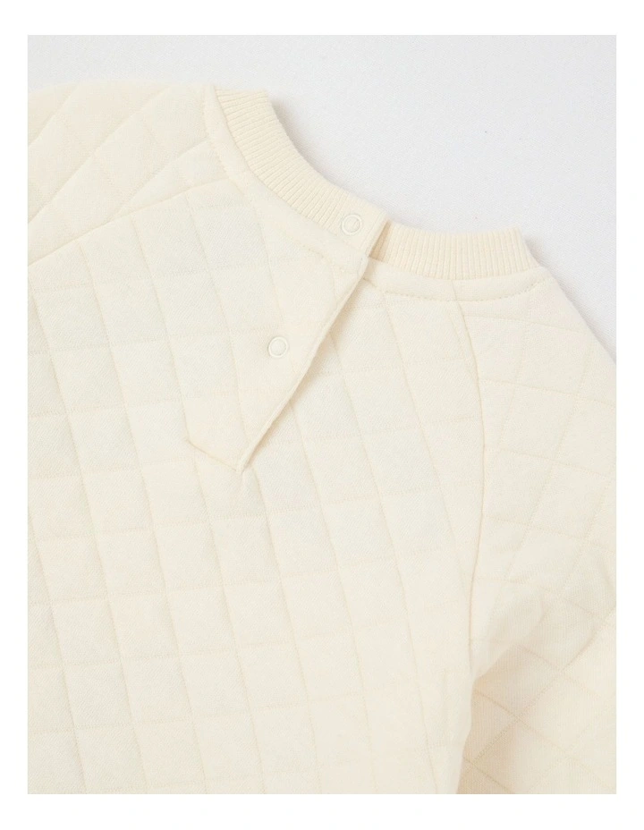 Quilted Cheryr Applique Sweat Top in Bone image 4