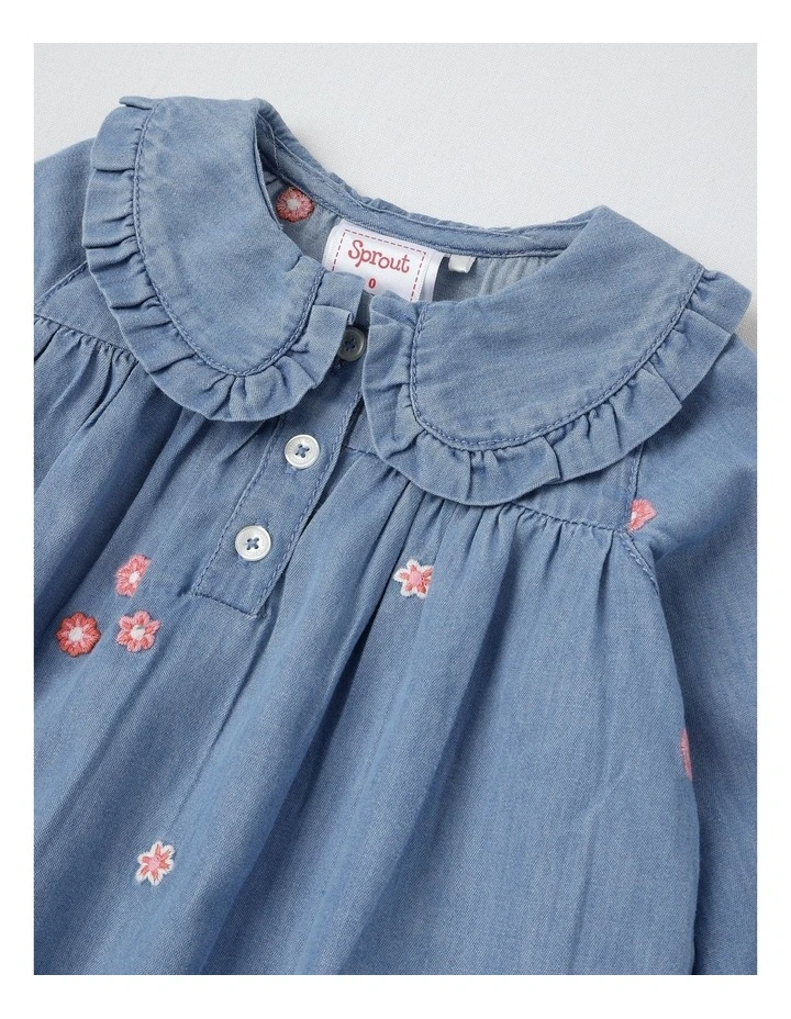 Chambray Floral Shirt in Dusty Blue image 2