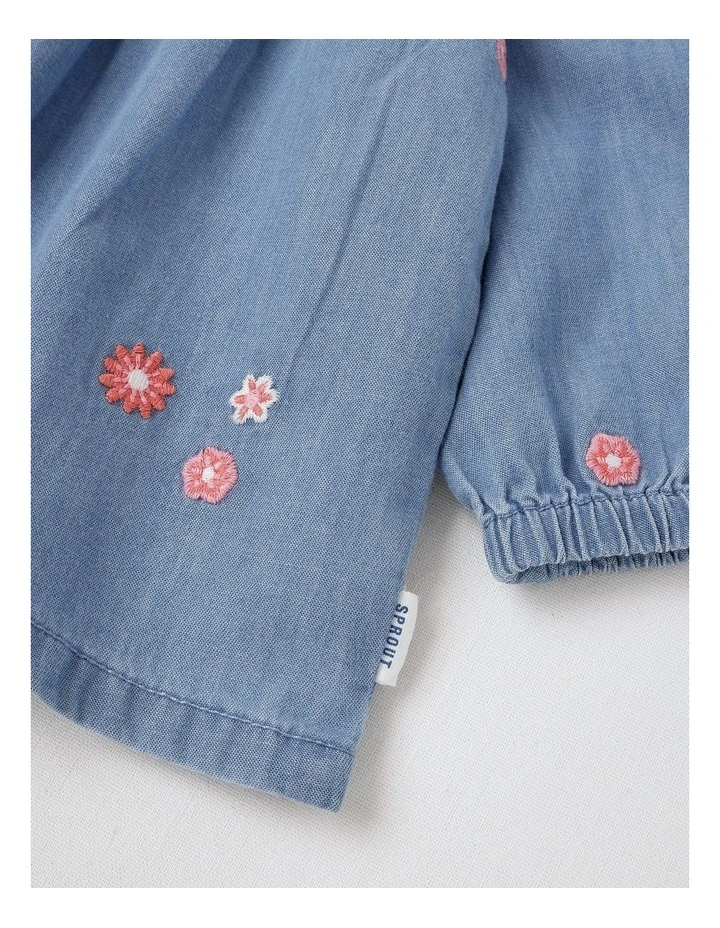 Chambray Floral Shirt in Dusty Blue image 5