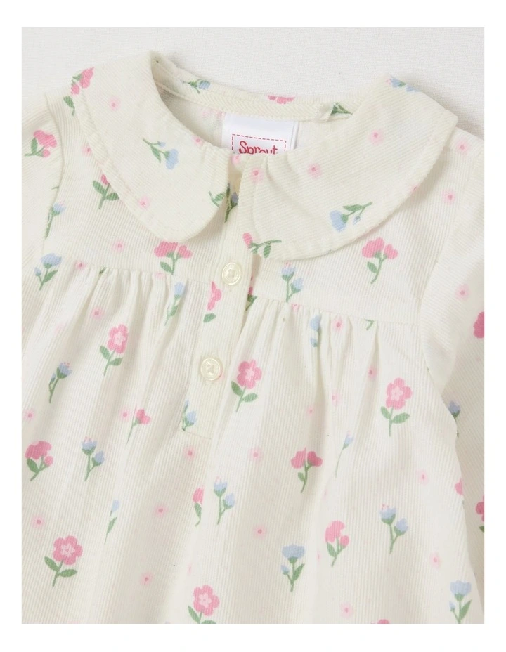 Cord Floral Top in Cream image 2