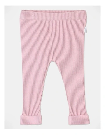 Essential Pink Ribbed Leggings in Baby Pink
