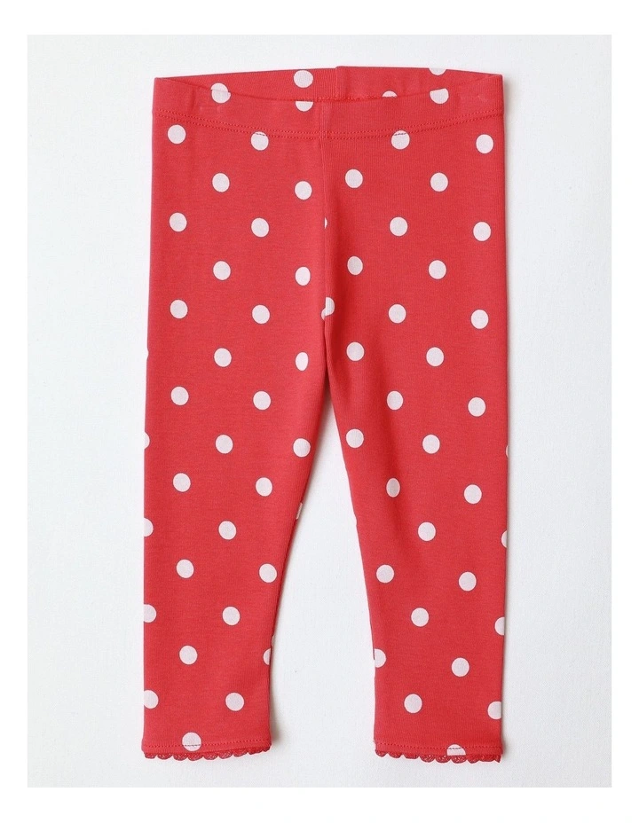 Lace Trim Leggings in Red image 1
