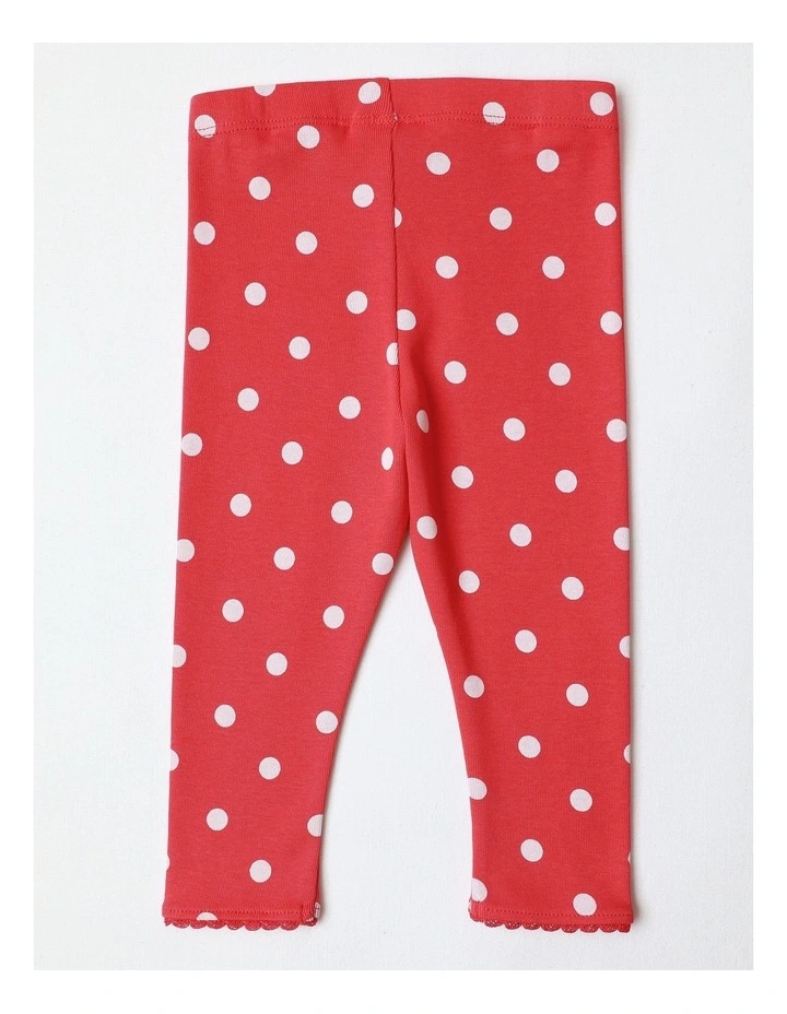 Lace Trim Leggings in Red image 3
