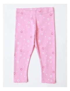 Lace Trim Leggings in Pink